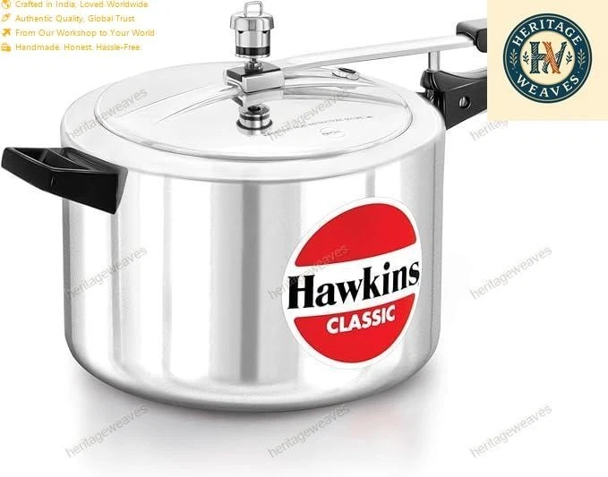 Hawkins Classic 8 Litre Aluminium Inner Lid Pressure Cooker, Wide Design Pan Coo