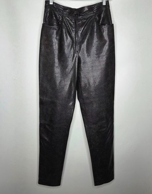 Black Lamb Leather Pants Emanuel Ungaro size 10 Made in Italy