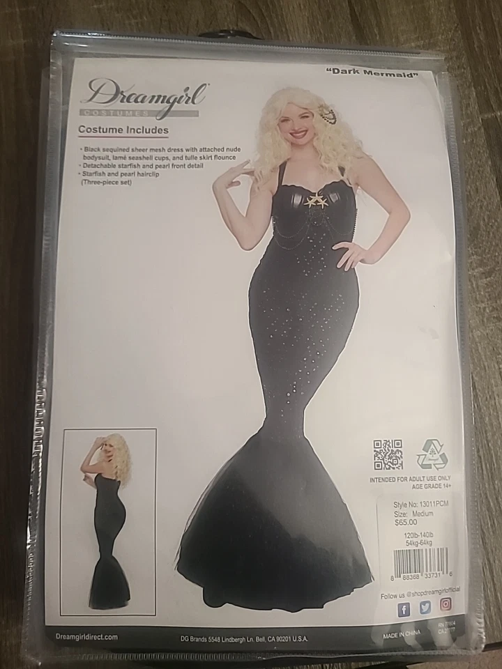 Disfraz de Halloween Sirena Oscura Dreamgirl Adulto Talla Mediana Negro Envío Gratis  Foto 4 de 4