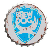 Brew Dog Beer Lager Retro Wall Display Sign Metal Bottle Top Drink Cap Blue 40cm