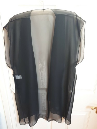 Shirley of Hollywood Sheer Black Chiffon Shrug One Size Negligee Lingerie Wrap - Picture 10 of 13