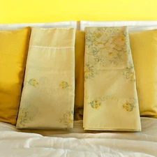 Vintage Standard Yellow Rose Pillowcases Cottage Grandma Core Set of 2-