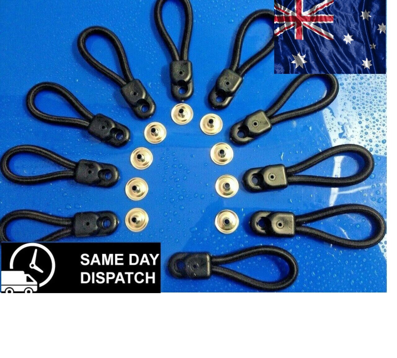 SHOCK CORD LOOPS - 70mm - 10 Pack - Bunji Tonneau Ute Marine Loop - FREE POST