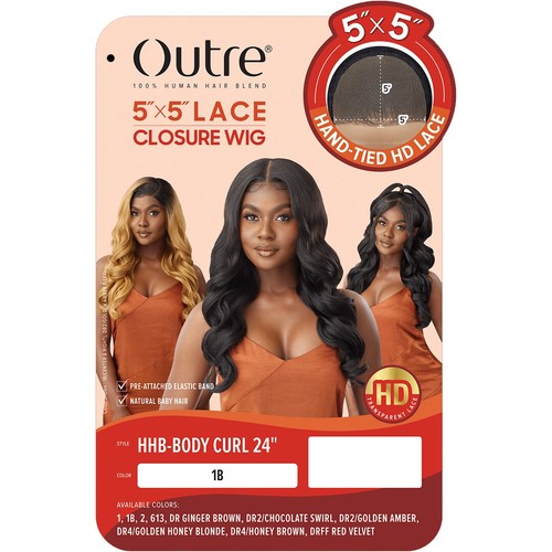 OUTRE HUMAN HAIR BLEND 5X5 LACE CLOSURE WIG - HHB BODY CURL 24" - Picture 40 of 125