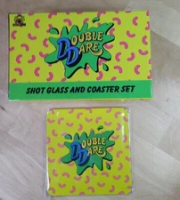 Nickelodeon The Nick Box Double Dare Shot Glass and Coaster Set Glasses New