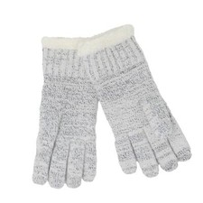 Knitted Gloves Ladies Winterware Luxury Adult Fleece Lined Accessory Light Grey