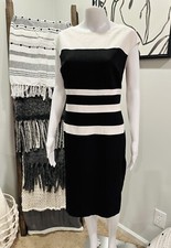 Ralph Lauren Black & White Pencil Dress Stripe Sleeveless Women’s Size 16
