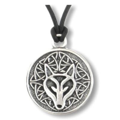 Celtic Wisdom Wolf Pendant Inscribed on back: The power within me is greater