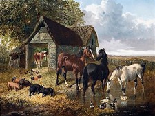FARMYARD SCENE Horses Accent Tile Mural Kitchen Bathroom Wall Backsplash 8x6
