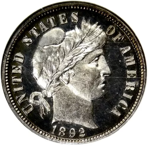 🔥💎⚪️⚫️⚪️⚫️😍NGC PF65 CAMEO 1892 BARBER DIME