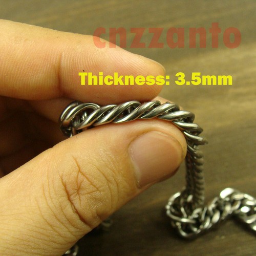 26.3" Pure Titanium Double ring Curb link chain Men necklace anti-allergy Ti192 - Picture 5 of 9