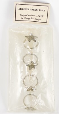 NOS Vintage Norma Jean Designs Designer Napkin Rings Starfish USA Made Sealed