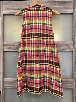 Free People Walk The Walk Plaid Mini Dress L Women Casual