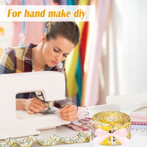 40 Pcs Yellow Floral Fabric Jelly Fabric Quilting Patchwork Roll Yellow Quilt... - Picture 3 of 7