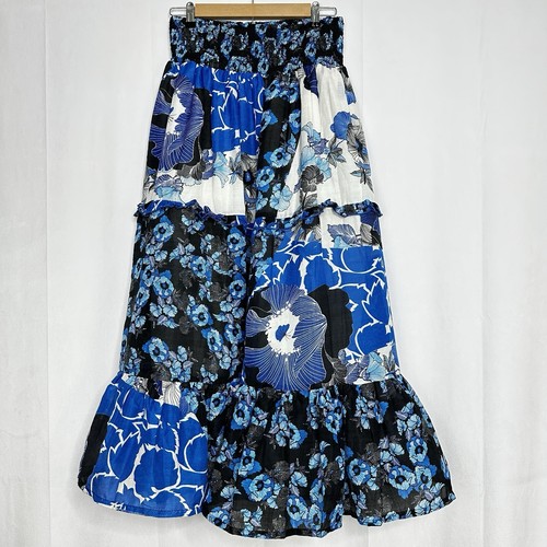 Christian Siriano Floral Maxi Skirt Peplum Tiered Lined Lightweight Colorful