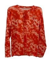 Columbia Base Layer Shirt Mens Size S Orange Tie Dye Long Sleeve Fishing Spandex