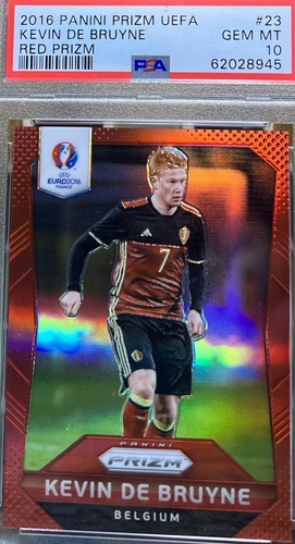 Kevin De Bruyne/149, RC (BEL), PSA10, POP2, 2016 Panini Prizm UEFA, Red Prizm