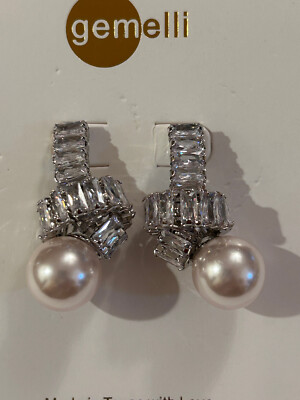 EARRINGS GEMELLI PEARL CRYSTALS TWIST ANTHROPOLOGIE NEW TAG $88