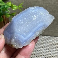 blue chalcedony rough chunk stone lace silk striped stone decoration A178