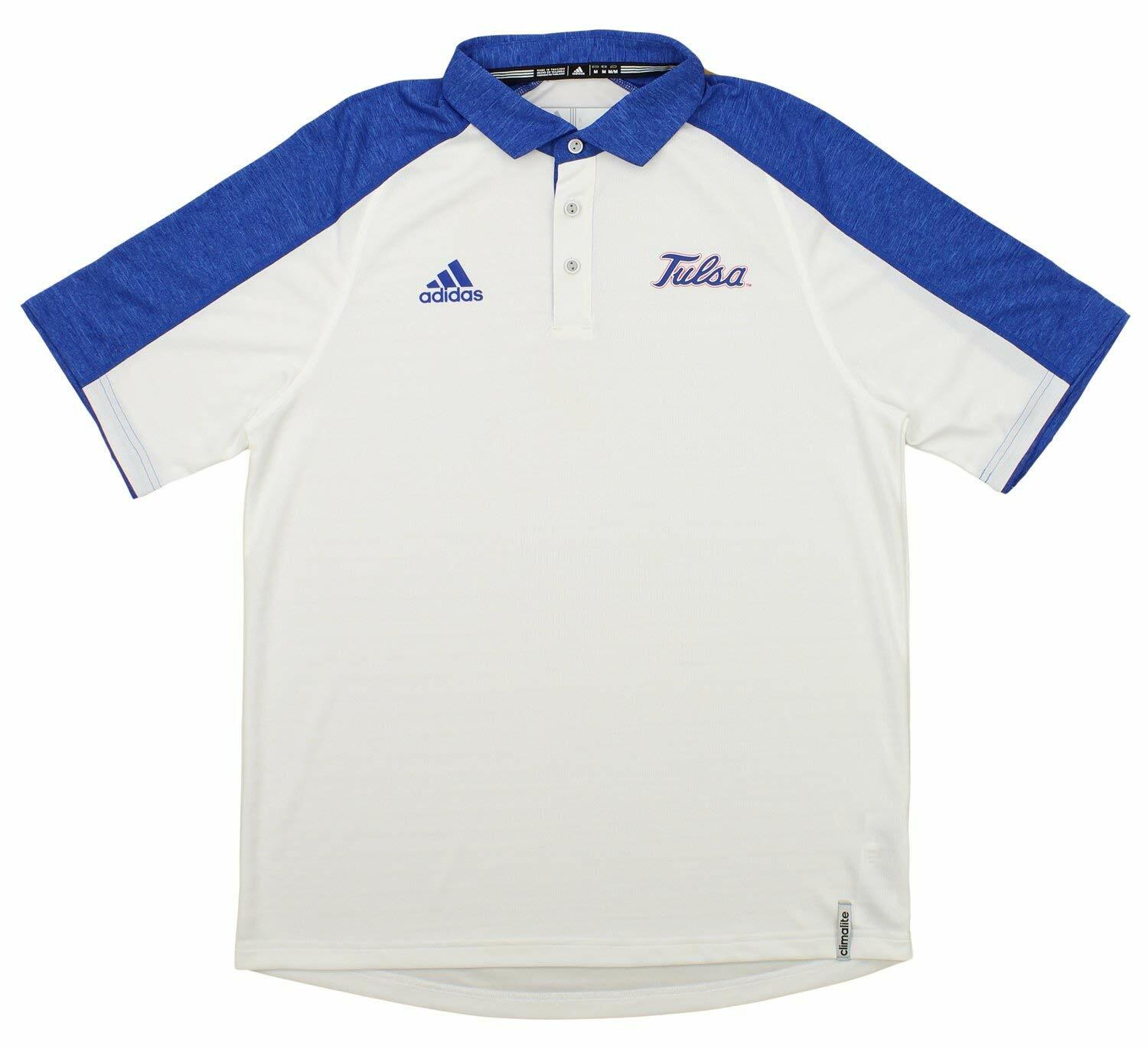 Мужское поло Adidas NCAA Tulsa Golden Hurricanes Coachs, Белый / синий