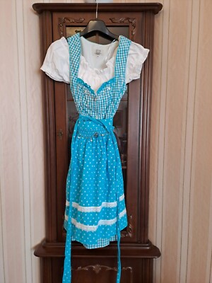 Tracht Dirndl von Spieth&Wensky Gr. 40 hellblau kariert, 100%Baumwolle waschbar 
