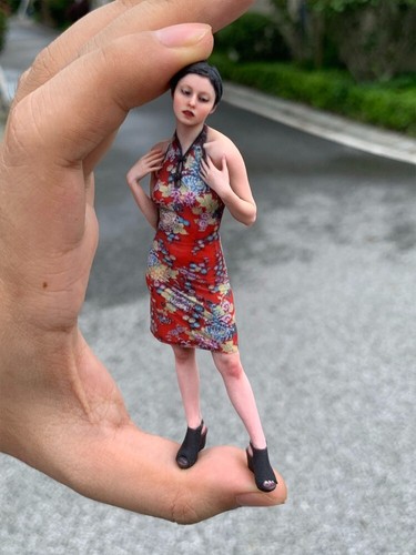 1/18 Scene Props Cheongsam girl Miniature Anime Figure Doll Toys Fit Car Model - Picture 6 of 20