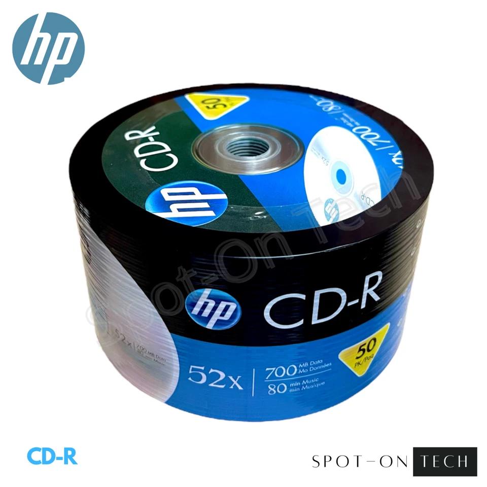 50 HP CD CD-R logotipo disco de mídia em branco 52x/88min/700mb armazenamento - envio no mesmo dia! - Imagem 2 de 4