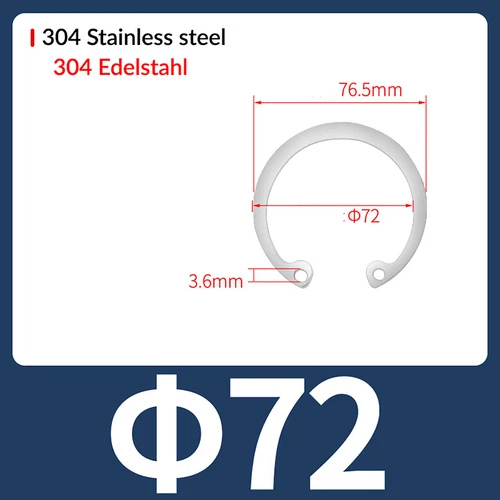 A2 304 Edelstahl Innenringe Sicherungsringe Schnappsicherungsring 8 mm - 75 mm - Bild 53 von 54
