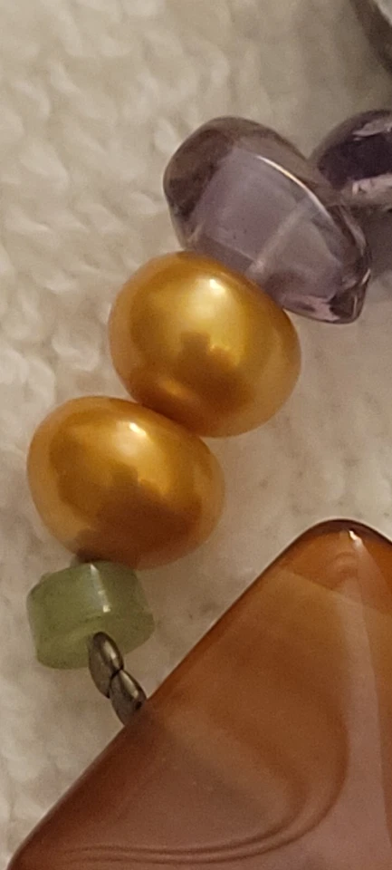 60" Lariat Loaded with Carnelian Tahitian Pearls Amethyst MOP Baroque Pearls. - Image 3 of 4