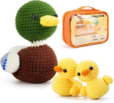 Crochetobe Beginner Crochet Kit, Animal Duck Family, Easy Instructions, 3 PCS
