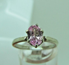 .925 Sterling Silver Oval Cut PINK SAPPHIRE SOLITAIRE ring size 6 Lovely Color