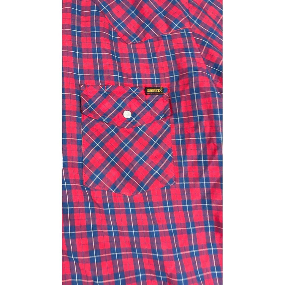 Camisa de Colección Sears Western Wear SS Perla A Cuadros a Presión Para Hombres XL (17-17) Vaquera Roja Foto 2 de 4