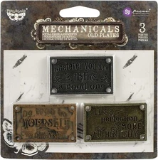 Prima Marketing Finnabair Mechanicals Metal Embellishments-Old Plates 3/Pkg