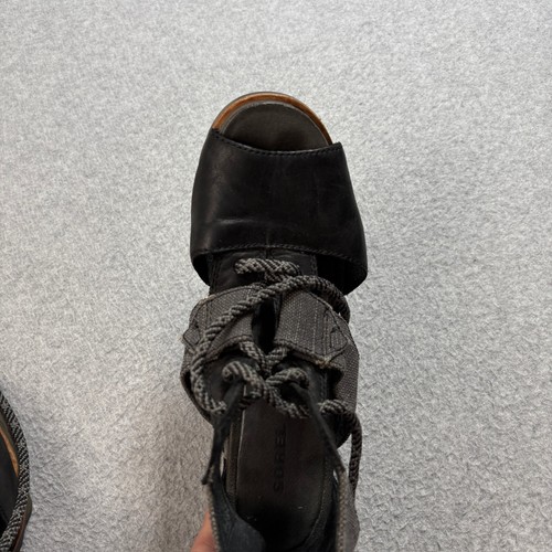 Sorel Joanie sandali pizzo donna 9 nero gladiatore zeppa scarpa comoda punta aperta - Foto 9 di 10