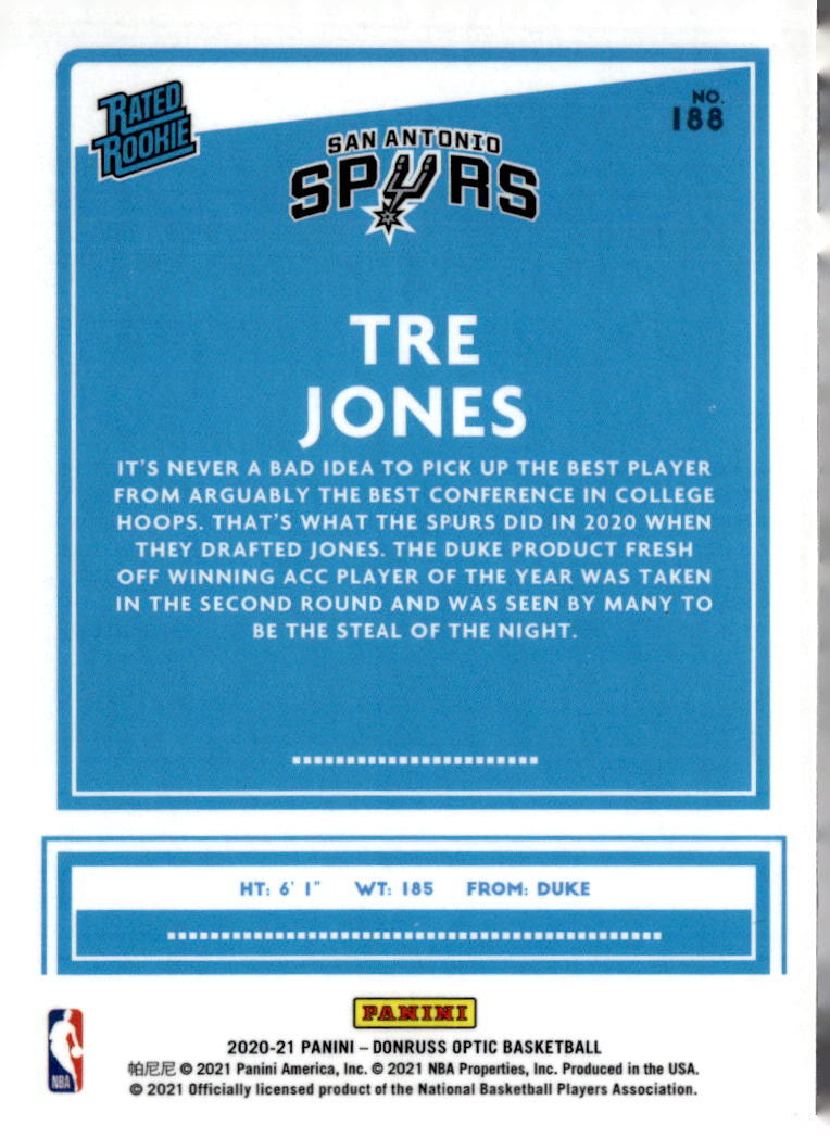 その他 2020 Tre Jones Contenders Auto RC Spurs Red SP Variation Tre Jones AUTO 20-21 Contenders DP Prospect