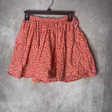Lands' End Kids Mini Skirt Girls Size 8 Multicolor Cherry Apple Print Side Zip