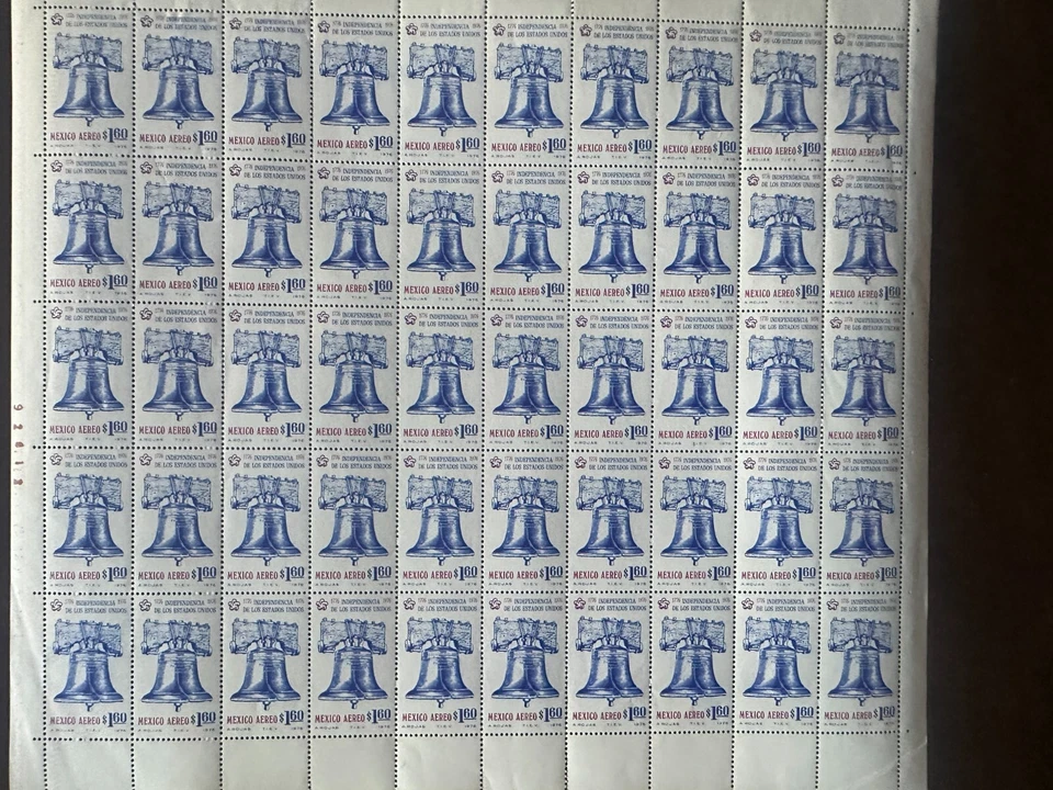 Selos México Aereo $1.60 A. Rojas T.I.E.V 1976 Independencia De Los Estados Uni - Imagem 4 de 4