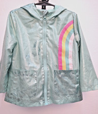 WONDER NATION SZ 4T, Front Zip Hooded, Light Green, Lined Camo Rainbow Stripes