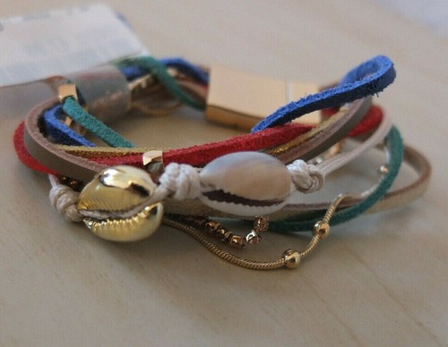 * Fabelhafter Leder Armband 18cm m. Muscheln Magnetverschlus NEU