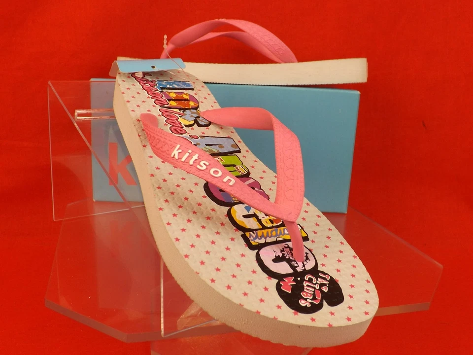 NUEVO EN CAJA SANDALIAS CHANCLAS KITSON LA ROSA BLANCAS LOGO DE LOS ANGELES GOMA PLAYA 10 Foto 3 de 4