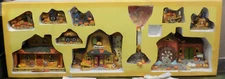 Home Trends Autumn Harvest Village Porcelain 10 Piece House Set w/ Lights Boxed
