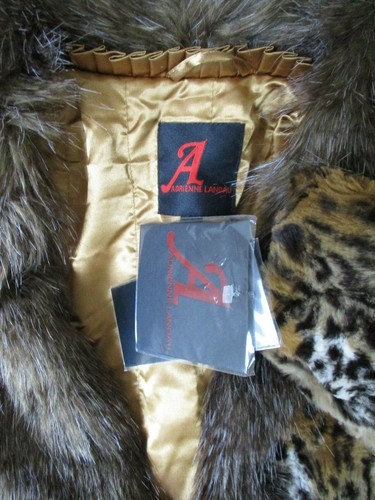 ADRIENNE LANDAU ANIMAL DESIGN LONG SLEEVE FAUX FUR COAT SIZE L - NWT - Picture 9 of 9