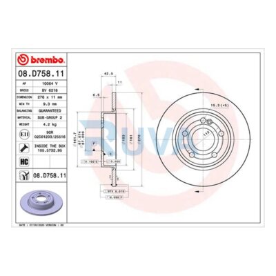 Fits Mercedes A-Class 2018- B-Class 2018- CLA 2019- Ruva Rear Brake Discs