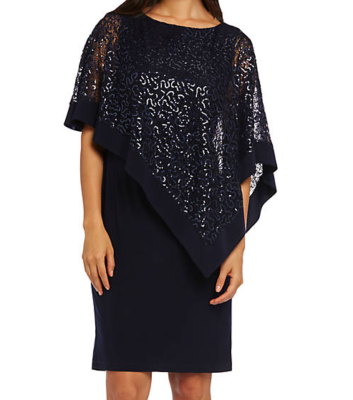 R&M Navy Blue Formal Party Sequined Poncho Dress sz 10 | eBay