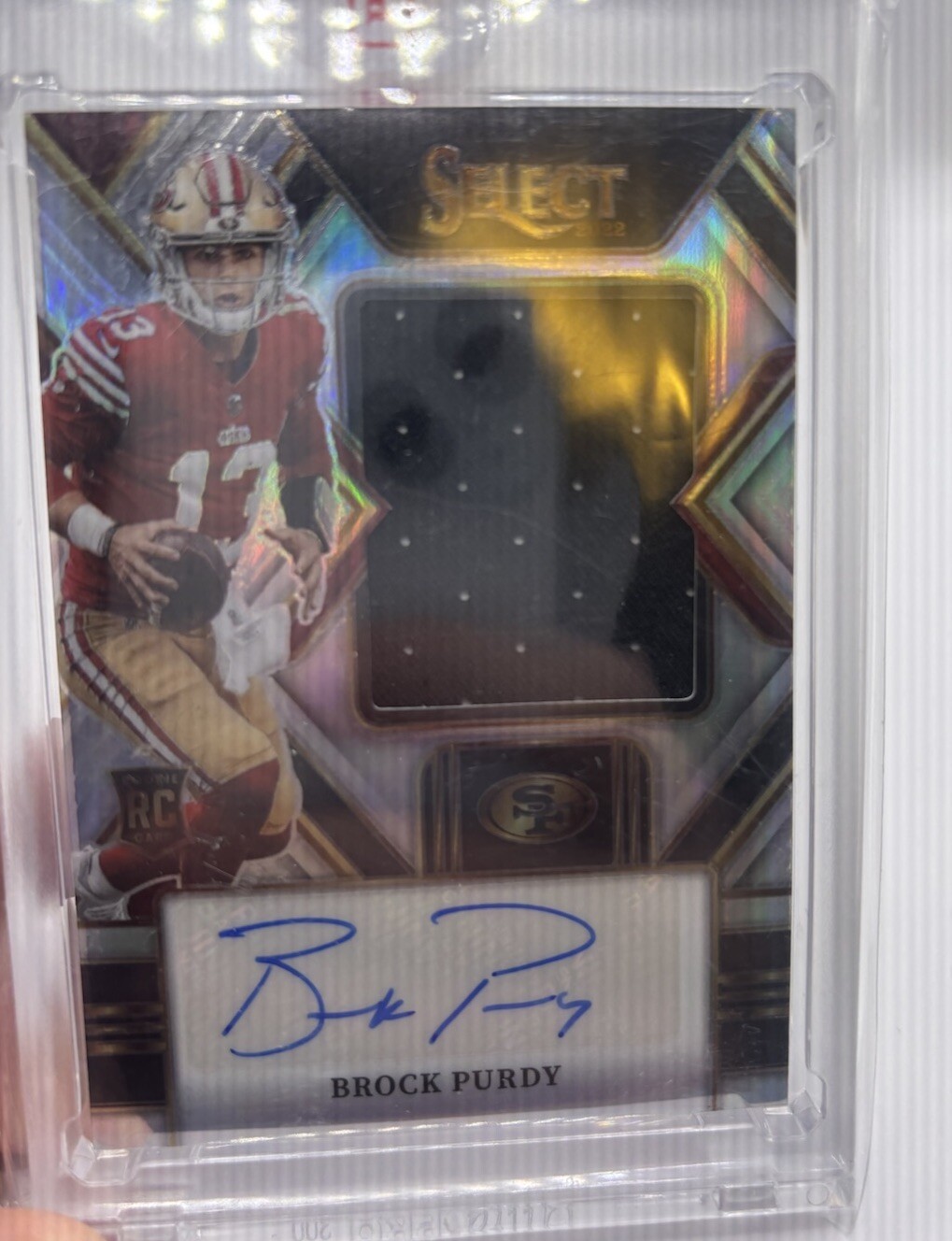 2022 Select Brock Purdy Jumbo Rookie Swatch Silver Prizm Jersey Auto RC #37/99