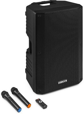 VONYX VSA700 15'' Akku Lautsprecher, Box, USB, Bluetooth, Funkmikrofone, MP3, FB