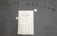 Feliz Navidad Fabric Advent Calendar and Metal Banner/Garland, NEW, SHIPS FREE