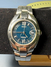 Seiko Perpetual Calendar Quartz Blue Dial Steel Bracelet Date Watch