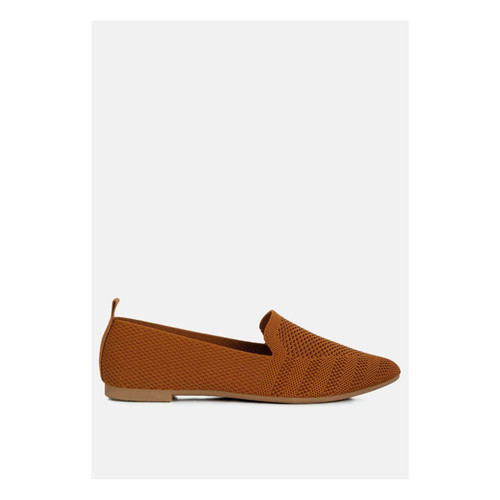 Women's London Rag Womens Akili Knit Textile Solid Flats Brown - Picture 1 of 4