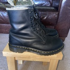 Doc Martens Serena 1460 8 Hole Black Leather Boots Faux Fur Lined Uk6/39 Good